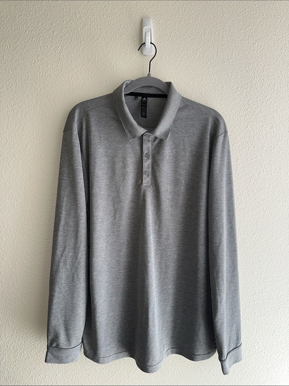 adidas | Long-Sleeve Polo Shirt - Heather Gray | Mens L